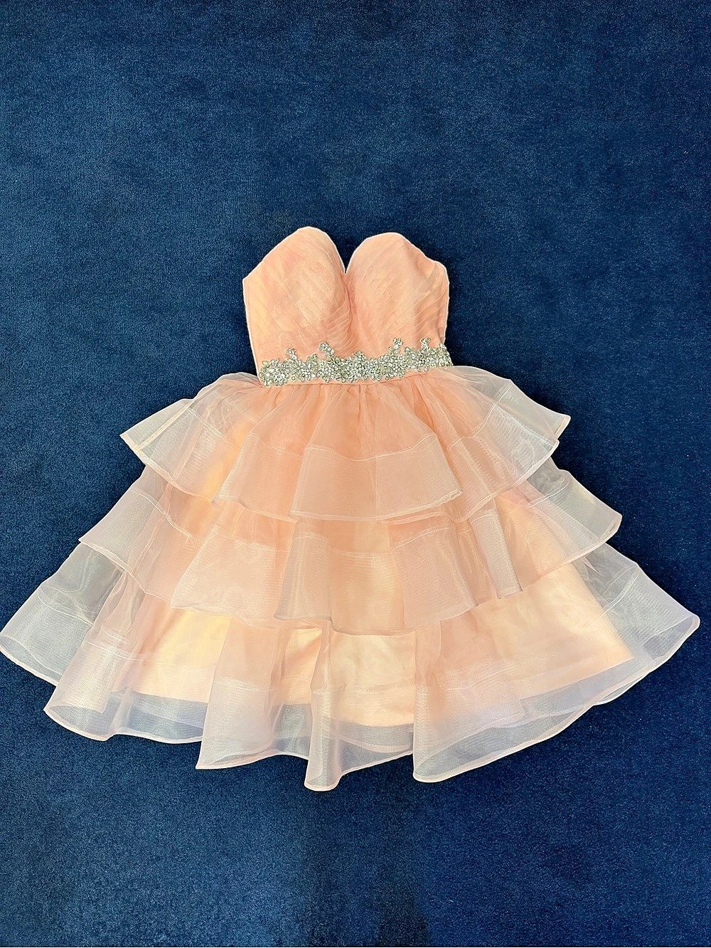 Adult Pink Formal strapless sweetheart ruffle dress NWT